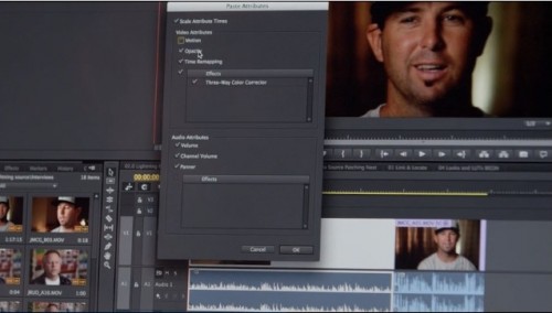 premiere pro send clip to timelime on different tracks